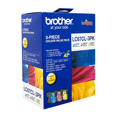 Brother LC-67CL-3PK CMY Colour Ink Cartridge Pack