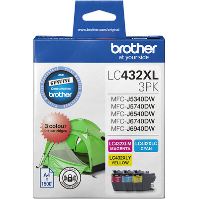LC432XL3PKS Brother Genuine 3 Colour Ink Cartridge Value Pack