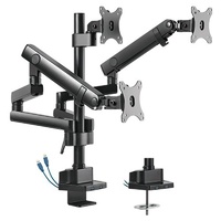 Brateck Triple Monitor Mount with USB Ports - 17"-27"