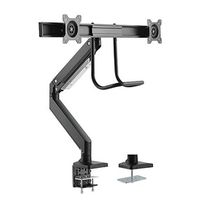 Brateck Dual Monitors Aluminum Heavy-Duty Gas Spring Monitor Arm with Handle Fit Most 17-32 Monitors Up to 8kg per screen VESA 75x75/100x100