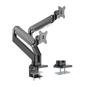 Brateck Dual Monitors Aluminum Heavy-Duty Gas Spring Monitor Arm Fit Most 17-35 Monitors Up to 15kg per screen VESA 75x75/100x100
