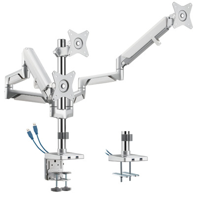 Brateck Triple Monitors Pole-Mounted Epic Gas Spring Aluminum Arm