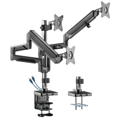 Brateck Triple Monitors Pole-Mounted Epic Gas Spring Aluminum Arm