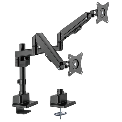 Brateck Dual Monitor Pole-Mounted Thin Gas Spring Arm, Matte Black