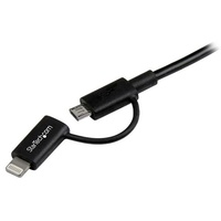 StarTech 1m Black Apple 8-pin Lightning or Micro USB to USB Combo Cable - LTUB1MBK