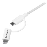 StarTech 1m / 3 ft Apple Lightning or Micro USB to USB Cable, White - LTUB1MWH