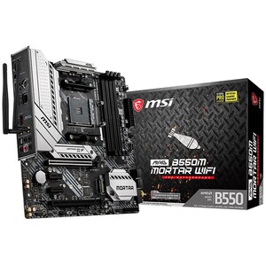 MSI MAG B550M MORTAR WIFI AM4 M-ATX Motherboard, 4xDDR4 4xPCIE 2xM.2 DP HDMI RAID LAN 6xSATAIII 2xUSB3.2 6xUSB2.0