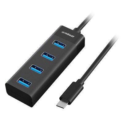 mbeat USB-C to 4-Port USB 3.0 Hub - Black - MB-C3H-4K