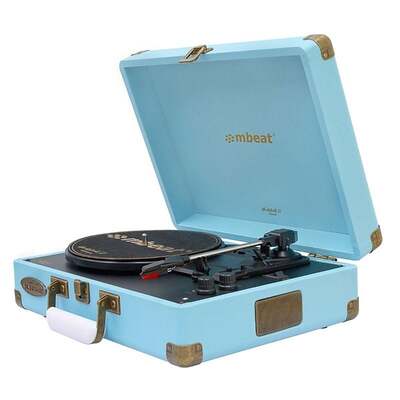 Mbeat Woodstock II Vintage Bluetooth Stereo Turntable - Blue - MB-TR96BLU