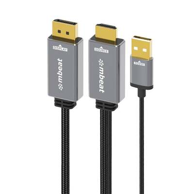 mbeat ToughLink 1.8m HDMI to DisplayPort Cable with USB Power - MB-XCB-HDDPU18