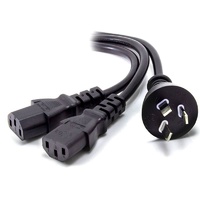 Alogic 3m Aus 3 Mains Plug to 2 X IEC C13 Y Splitter Cable (M/2xF)