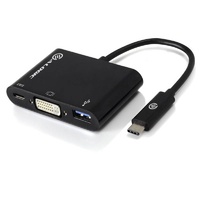 Alogic USB-C MultiPort Adapter to DVI/USB 3.0/USBC with Power Delivery - Black