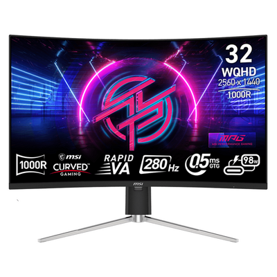 MSI MPG 325CQRXF 31.5" 280Hz QHD 0.5ms Adaptive Sync 98W USB-C HDR Curved Rapid VA Gaming Monitor