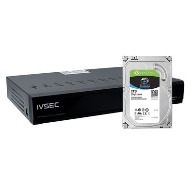 IVSEC NR008XA-2TB NR008XA NVR 8 CHANNELS 8MP 8 POE PORTS 1 BAYS H2654K HDMI 2TB INSTALLED