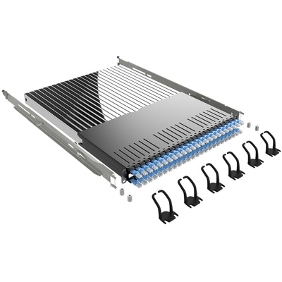 Patchbox PLUS Cable Management System, 1.8m Cat6a STP Cables 24 Yellow Springloaded Patchcords
