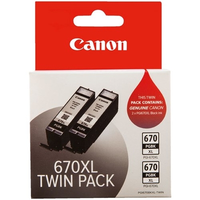 CANON PGI670XLTWIN, PGI670XLBK BLACK EXTRA LARGE INK TANK TWIN PACK