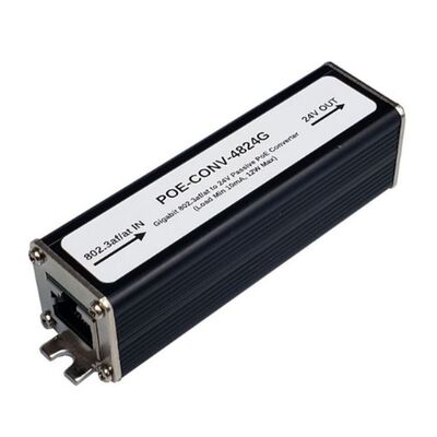 Tycon Power POE-CONV-4824G 802.3af/at to 24V Passive Gigabit PoE Converter, 12W, Surge Protected, Black Aluminum Housing