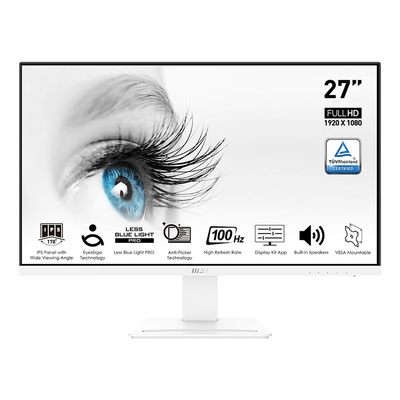 MSI PRO MP273AW 27" 100Hz Full HD 1ms Anti-Glare IPS Business White Monitor w/ Speakers