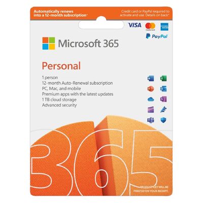 Microsoft 365 Personal 2023 English APAC 1 Year Subscription Medialess NEW for PC & Mac.- Medialess Retail