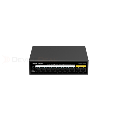 Ruijie Reyee 10P 10/100Mbps Unmanaged Fanless Switch - PoE (8 Ports) (110W) - Metal Casing