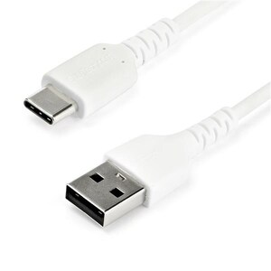 StarTech 1m USB A to USB C Charging Cable, Durable Aramid 60W White - RUSB2AC1MW