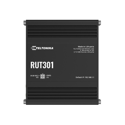 Teltonika RUT301 Industrial Ethernet Router, Rugged Industrial Ethernet Router, 5 Ethernet Ports, 2 Configurable Digital Inputs/Outputs, PSU included