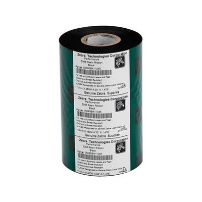 Zebra Ribbon: Resin 110MMx450M, 1""ID For Tabletop Printers - S5095BK11045