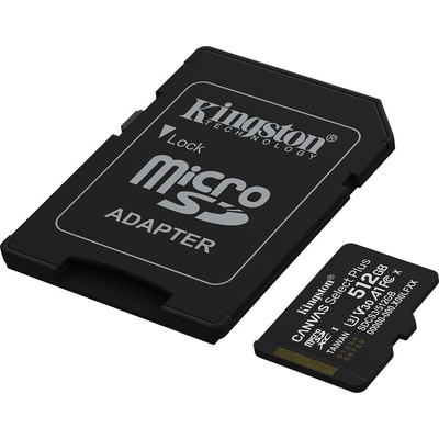 Kingston 512GB Canvas Select Plus UHS-I microSDXC Memory Card with SD Adapter - SDCS3-512GB 