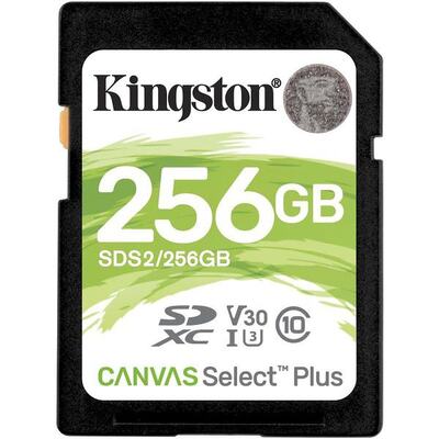 KINGSTON 256GB SDXC CANVAS SELECT PLUS 100R C10 UHS-I U3 V30 - SDS2/256GB