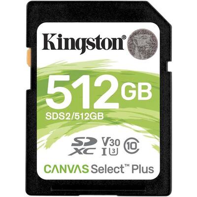 KINGSTON 512GB SDXC CANVAS SELECT PLUS 100R C10 UHS-I U3 V30 - SDS2/512GB