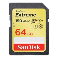 SanDisk 64GB Extreme SDXC UHS-I U3 V30 Class 10 Memory Card - 150MB/s