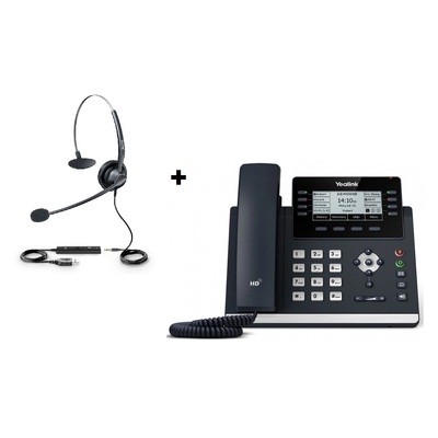 Yealink SIP-T43U VOIP Phone Bundle with UH33 wired Headset