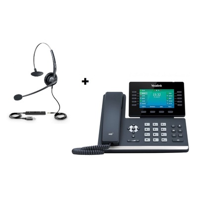 Yealink SIP-T54W 16 Line IP HD Phone Bundle with UH33 wired Headset