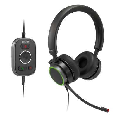 SNOM A330D Headset, Wired Duo, HD Audio Quality, Remote Control, Ideal For Video-telephony