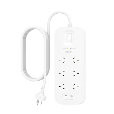 Belkin 6-Outlet Surge Protector with Dual USB-C 30 W PPS and 2 m Cord