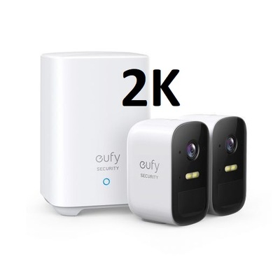 Eufy Cam 2c Pro 2K Security Kit 2 Pack - 2x2K Eufy Camera Units + 1xAI Homebase2 Unit T8861CD1