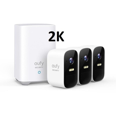 Eufy Cam 2c Pro 2K Security Kit 3 Pack - 3x2K Eufy Camera Units + 1xAI Homebase2 Unit T8862CD1