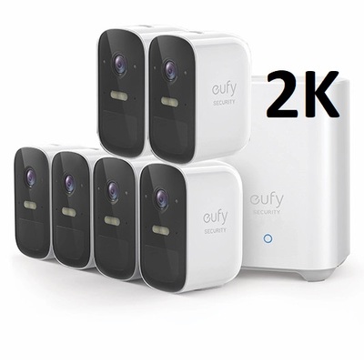 Eufy Cam 2c Pro 2K Security Kit 6 Pack Wire Free 6 x 2K Eufy Camera Units + Homebase Unit