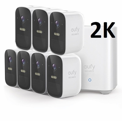 Eufy Cam 2c Pro 2K Security Kit 7 Pack Wire Free 7 x 2K Eufy Camera Units + Homebase Unit