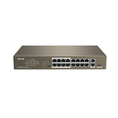 TENDA (TEF1118P-16-150W) 16FE+2GE/1SFP Desktop Switch With 16-Port PoE