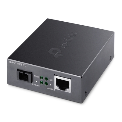 TP-LINK TL-FC111PB-20, 10/100Mbps WDM Media Converter with 1-Port PoE