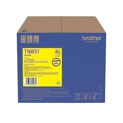 BROTHER TN-851Y, YELLOW TONER CARTRIDGE TO SUIT MFC-L9670CDN/ MFC-L9630CDN/HL-L9470CDN - Up to 6500 pages