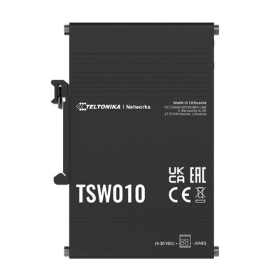 Teltonika DIN Rail Ethernet Switch, 5x Ethernet ports with speeds of up to 100 Mbps, Integrated DIN rail bracket, Plug and Play, PSU excluded