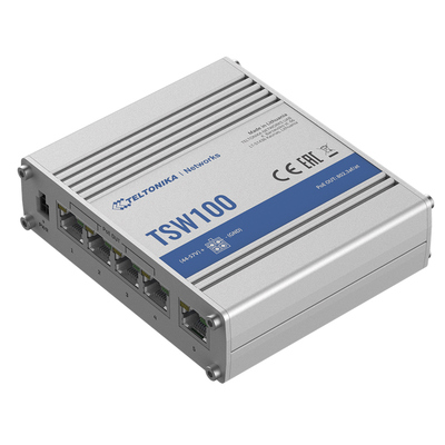 Teltonika Industrial POE+ Ethernet Switch, 4 x PoE+ ports, Power Up to 120W, 5 x Gigabit Ethernet with speeds up to 1000 Mbps, PSU included