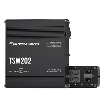 Teltonika Managed PoE+ Ethernet Switch, Supports Profinet, 2 SFP Ports, 8 Gigabit Ethernet Ports Providing 30W of Power Each, PSU excluded