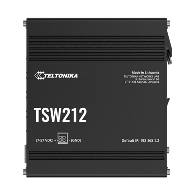Teltonika TSW212 Managed Ethernet Switch, L2 With additional L3 Features, Supports Profinet, 8 x Gigabit Ethernet ports, 2 x SFP ports, PSU excluded