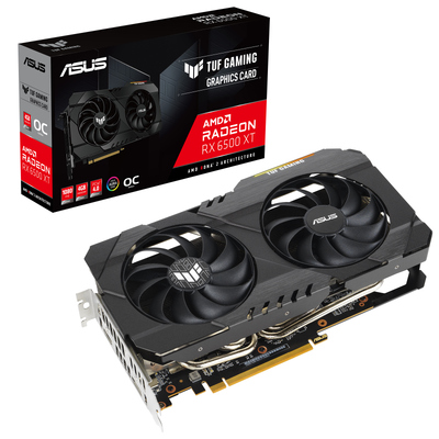 ASUS AMD Radeon TUF-RX6500XT-O4G-GAMING TUF RX 6500 XT 4G GDDR6 OC Edition 2825MHz Boost, PCI Express 4.0, 1xHDMI 2.1, 1xDP 1.4a