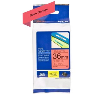 Brother TZE TAPE 36MM BLACK ON RED TAPE
