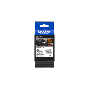 Brother TZE TAPE 6MM BLACK ON WHITE FLEXIBLE