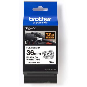 Brother TZE TAPE 36MM BLACK ON WHITE FLEXIBLE TAPE